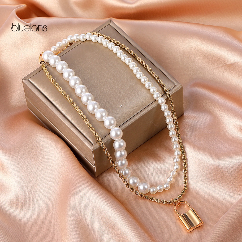 Vòng cổ Hai Lớp Đính Ngọc Trai Nhân Tạo Thời Trang Dành Cho Nữ
