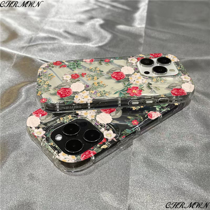 Ốp Điện Thoại Mềm Trong Suốt Họa Tiết Hoa Retro Cho Iphone 7 Xr Plussins 8I 14 Pro Max 1312 / 11 / 8GT5