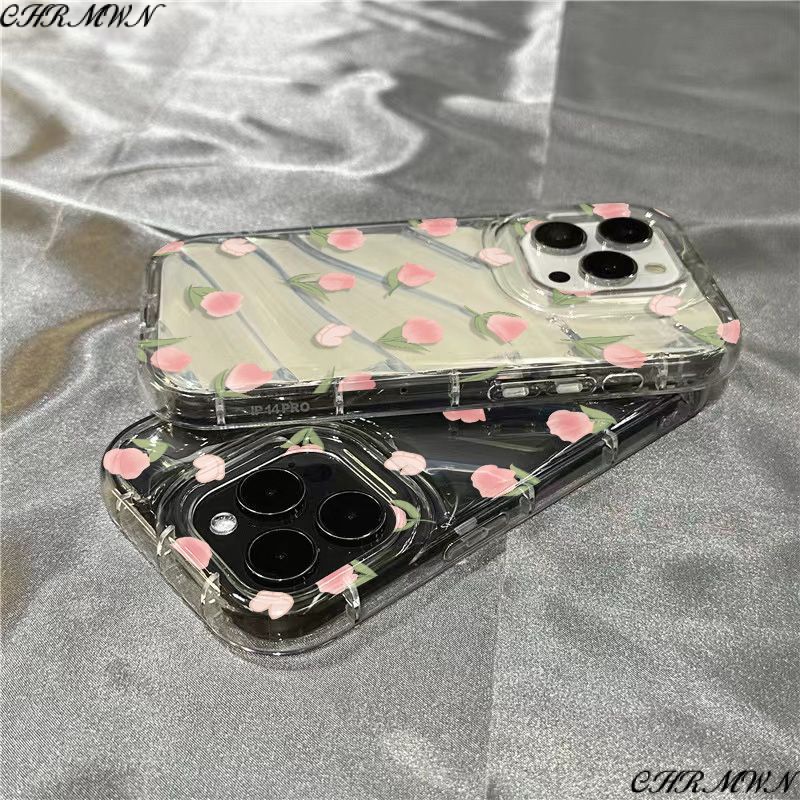1181312Ốp Điện Thoại Mềm Trong Suốt Họa Tiết Hoa Tulip Dễ Thương Cho Iphone 14Promax / xr Apple 7 VCG2
