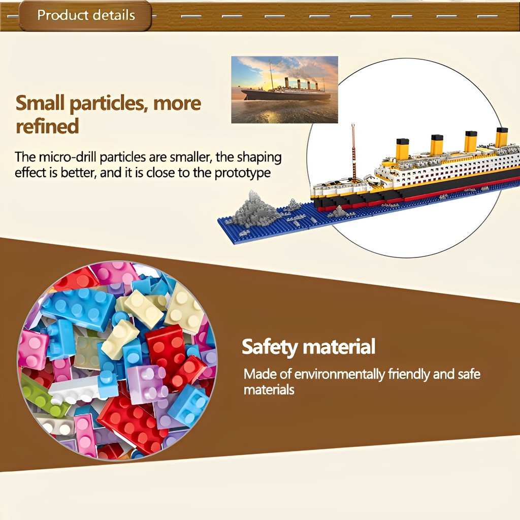 1860 PCS TITANIC CRUISE SHIP MODEL BOAT DIY BUILDING DIAMOND BLOCKS KIT CHILDREN KIDS TOYS