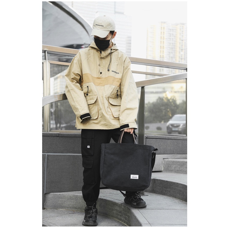 Túi đeo vai thủy triều nhãn hiệu nước giặt vải bạt nghiêng túi xách cũ đơn giản    笔记