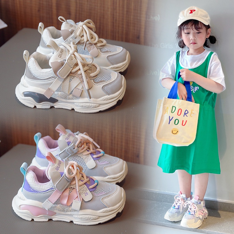 Milo Giày Thể Thao Lưới Đế Mềm Thoải Mái Phối Màu Dễ Thương Cho Bé Gái