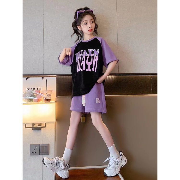 Set Áo Thun Tay Ngắn Phong Cách Thời Trang 2023 Mới Mẻ Cho Bé Gái Từ 4-7 - 14 Tuổi