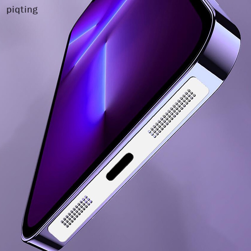 Set 1 / 2 Miếng Dán Lỗ Loa Hình Vuông / Tròn Bằng Kim Loại Chống Bụi Cho IP 14Pro 13Max