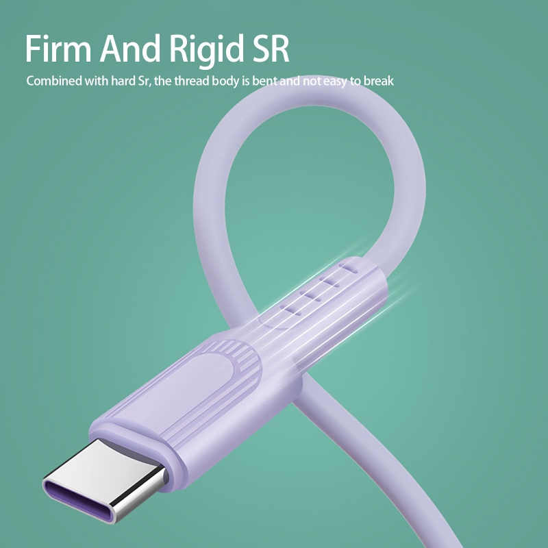 Cáp sạc nhanh USB-A đến C Loại 5A Silicone mới cho Samsung Huawei