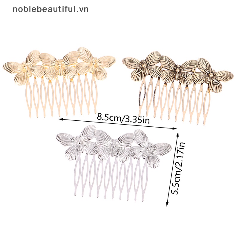 Lược Cài Tóc Kim Loại Hình Bướm Phong Cách Vintage Thanh Lịch Cho Nữ