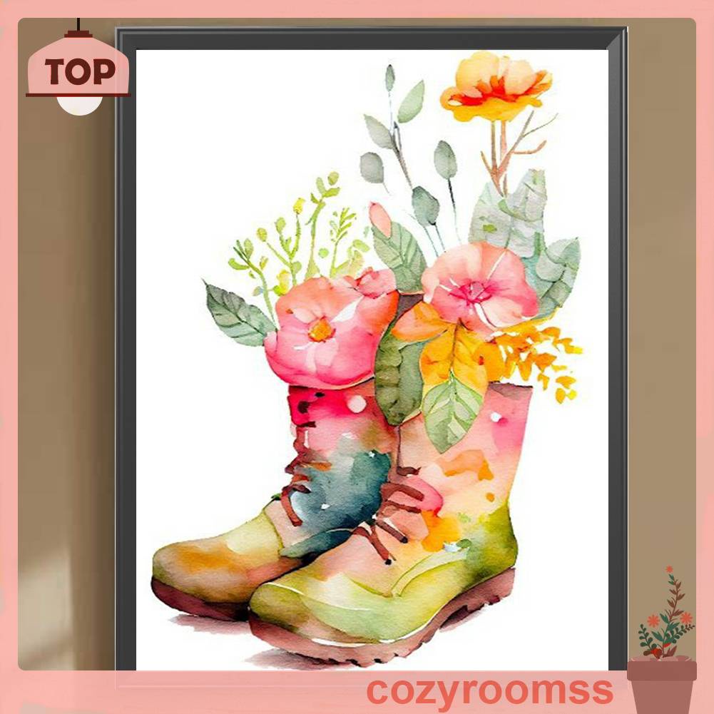 Bộ Tranh Đính Đá 5D Họa Tiết Hoa Xinh Xắn Độc Đáo DIY Dùng Trang Trí Nhà Cửa