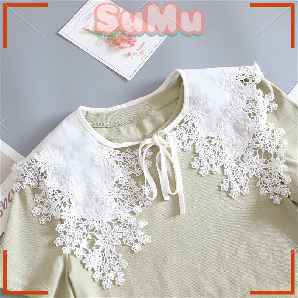 SUMU Cổ Áo Búp Bê Giả Màu Trắng Thời Trang Cho Nữ