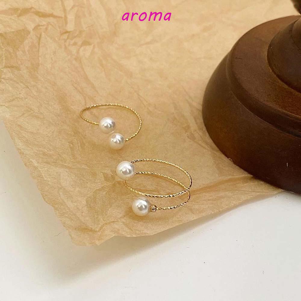 AROMA Nhẫn Hở Hợp Kim Phong Cách Retro Thanh Lịch Cho Nữ