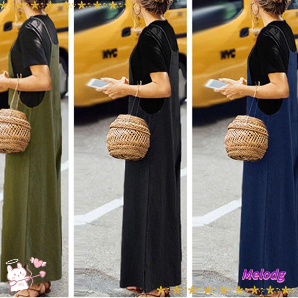 MELODG Quần Yếm Dài Ống Rộng oversize Cá Tính Trẻ Trung