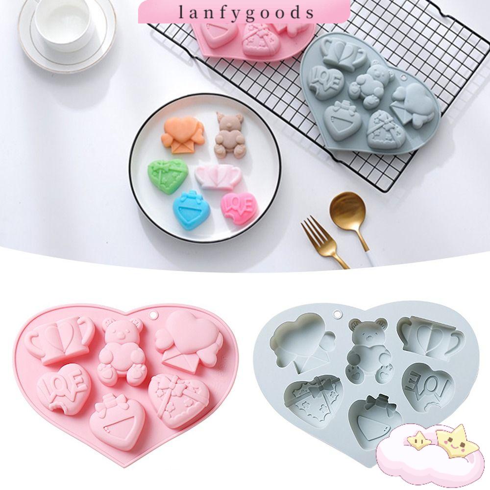 LANFY Khuôn Silicone Làm Bánh &amp; Socola Hình Trái Tim