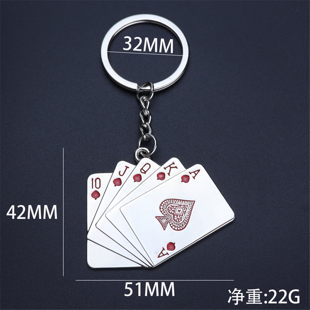 Móc Khóa Kim Loại Hình Lá Bài Poker 10JQKA Đính Đá Sáng Tạo Trang Trí Điện Thoại / Túi Xách / Xe Hơi