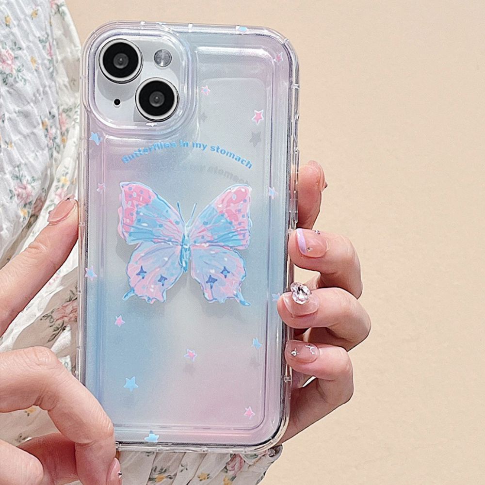 Ốp Điện Thoại TPU Mềm Chống Sốc In Hình Bướm Màu Gradient Cho IPhone 14 13 12 11 Pro Max X XR 8 7 Plus