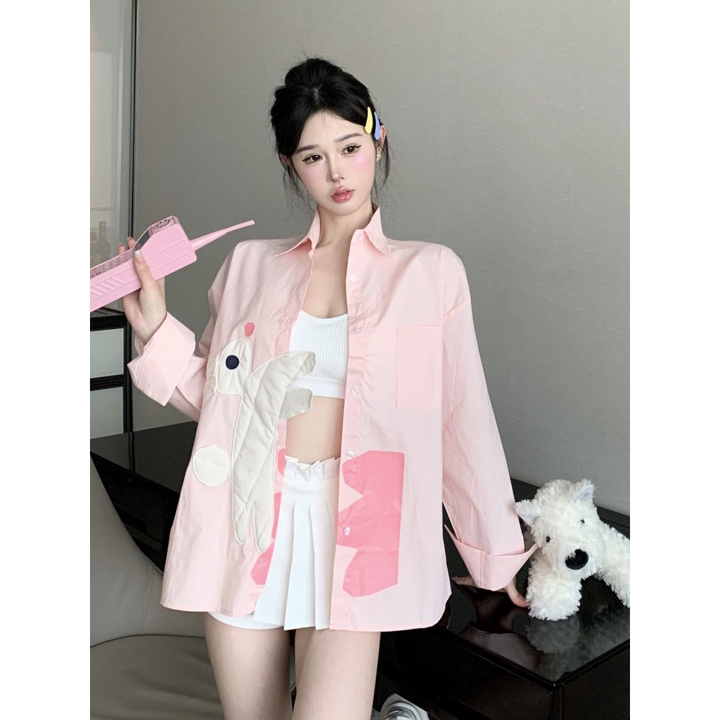 Áo Sơ Mi Tay Dài Màu Hồng Thời Trang Cho Nữ