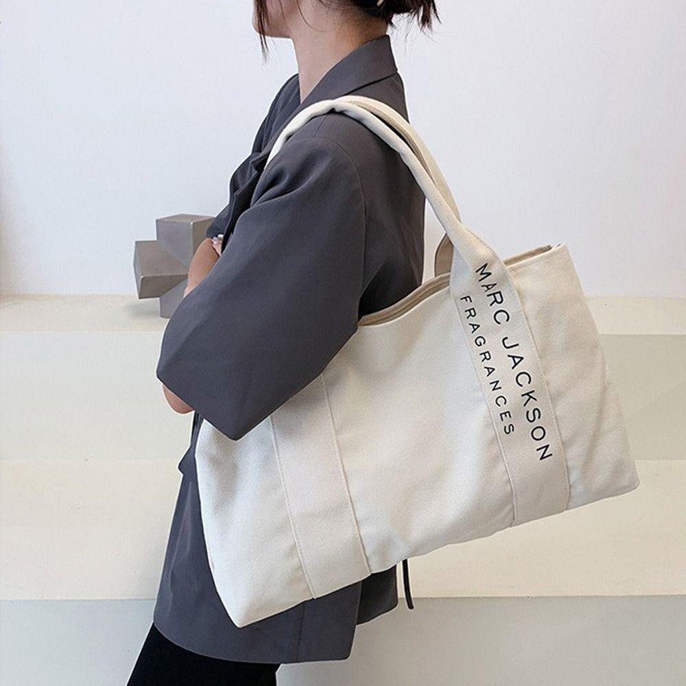 Túi Xách Canvas Sức Chứa Lớn In Chữ Thời Trang Đường Phố Cho Nữ