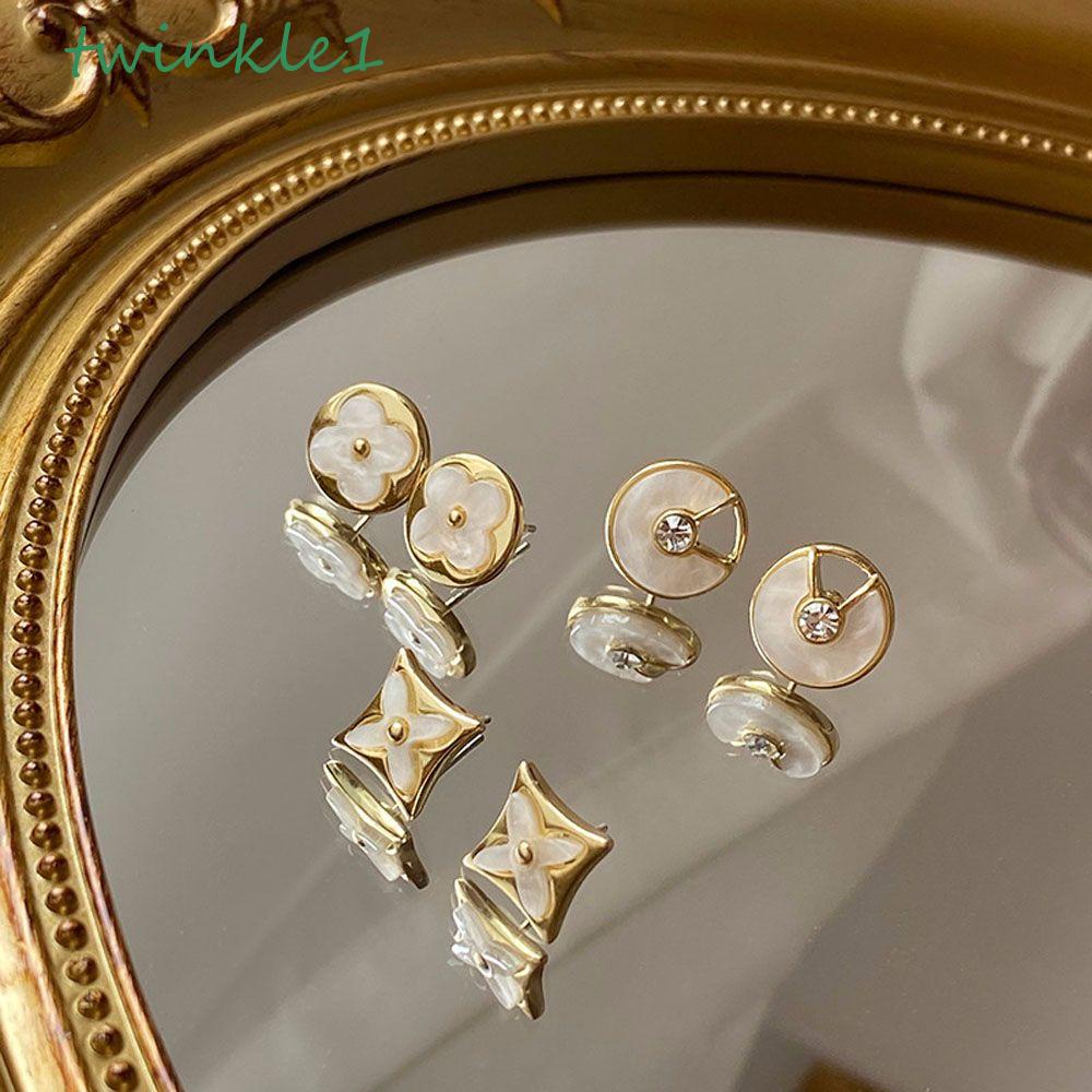 TWINKLE Bông Tai Hình Tròn Đính Đá Ngôi Sao / Hoa Phong Cách Tối Giản Thanh Lịch Cho