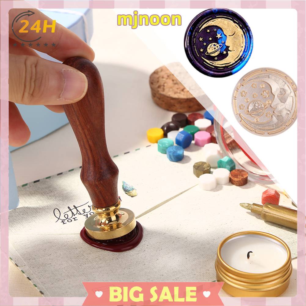 Con Dấu Sáp Tròn In Hình Mặt Trời Mặt Trăng Ngôi Sao Trang Trí Đám Cưới