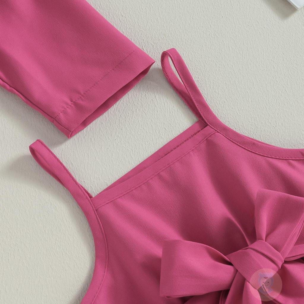 Set Đầm Sát Nách Thắt Eo + Áo Khoác Thời Trang Cho Bé Gái LAA6