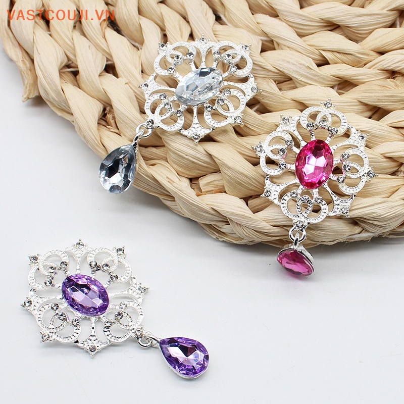 Mặt Dây Chuyền Phẳng Bằng Hợp Kim Bạc Đính Đá 34 * 56mm Làm Phụ Kiện Trang Trí Tóc DIY