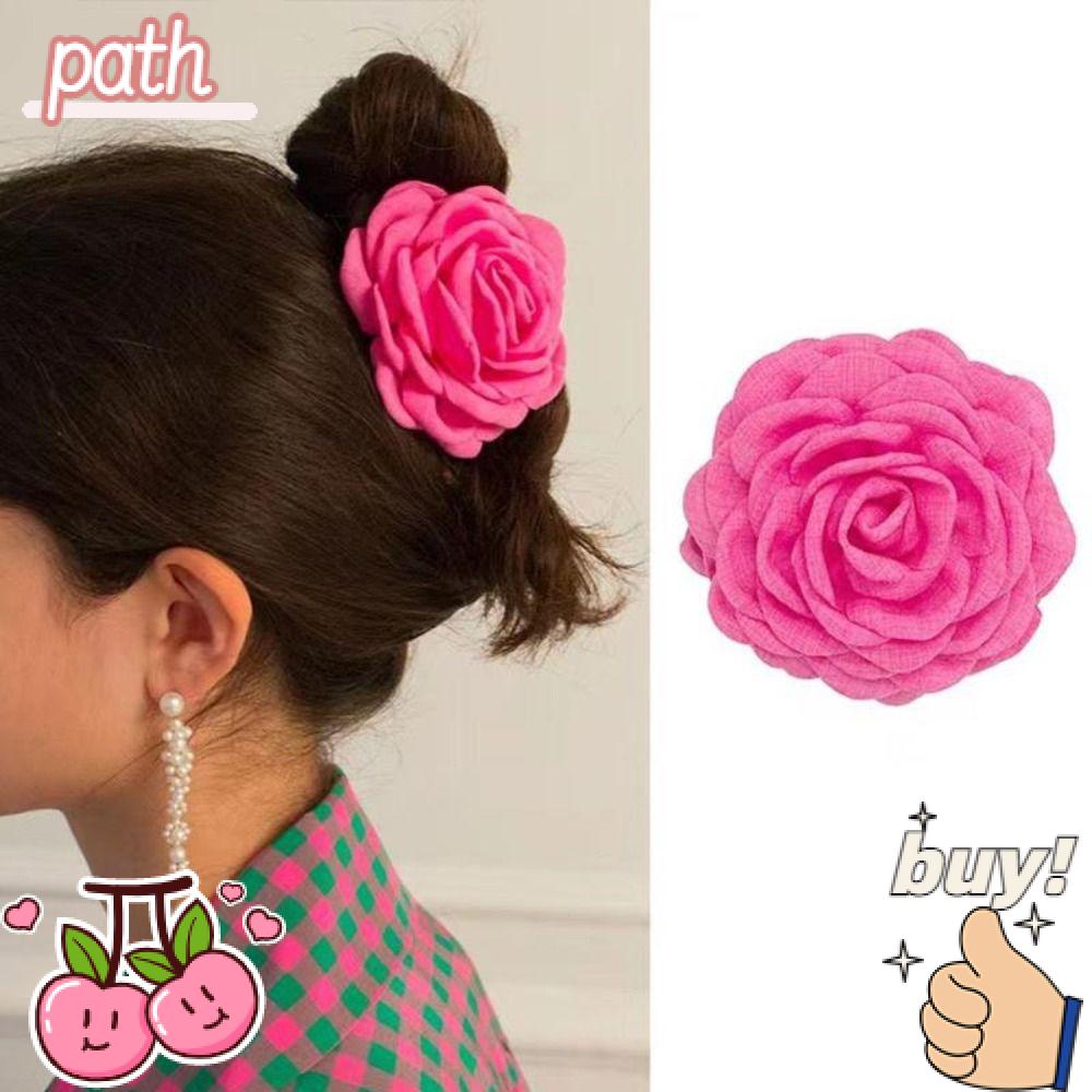 PATH Kẹp Tóc Nhựa + Vải Handmade Hình Hoa Hồng / Cua Phổ Biến 2023 Cho Bé Gái