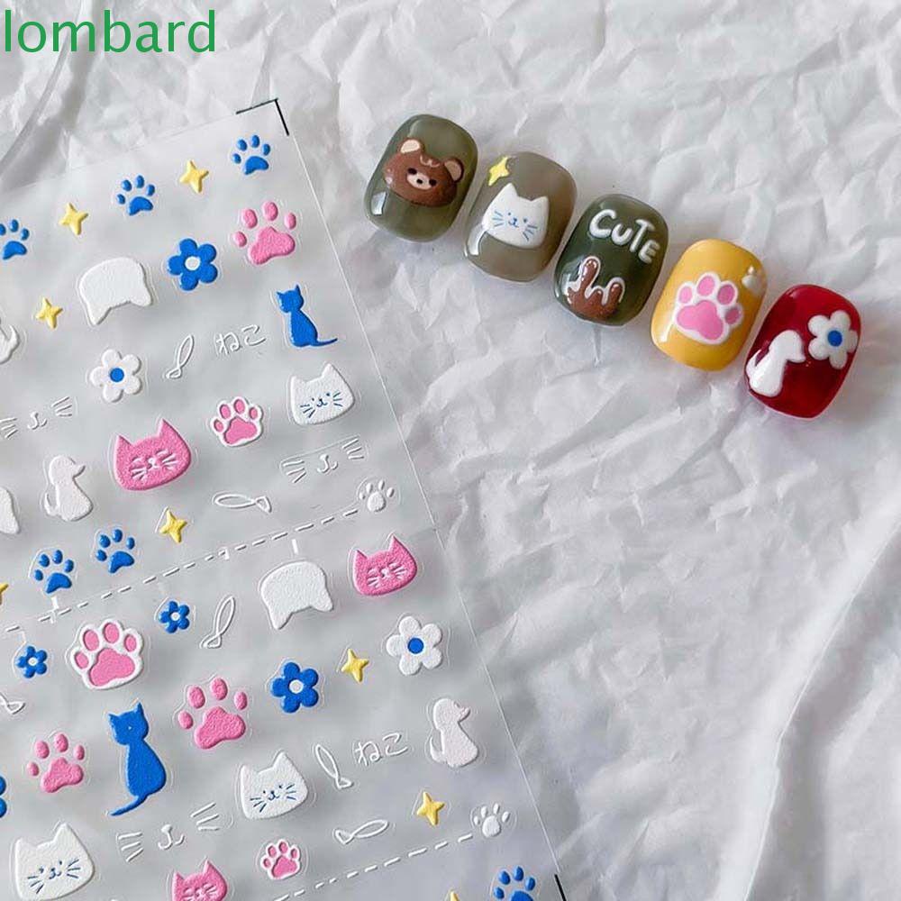 LOMBARD Miếng Dán Trang Trí Móng Tay Họa Tiết Hoạt Hình Dễ Thương
