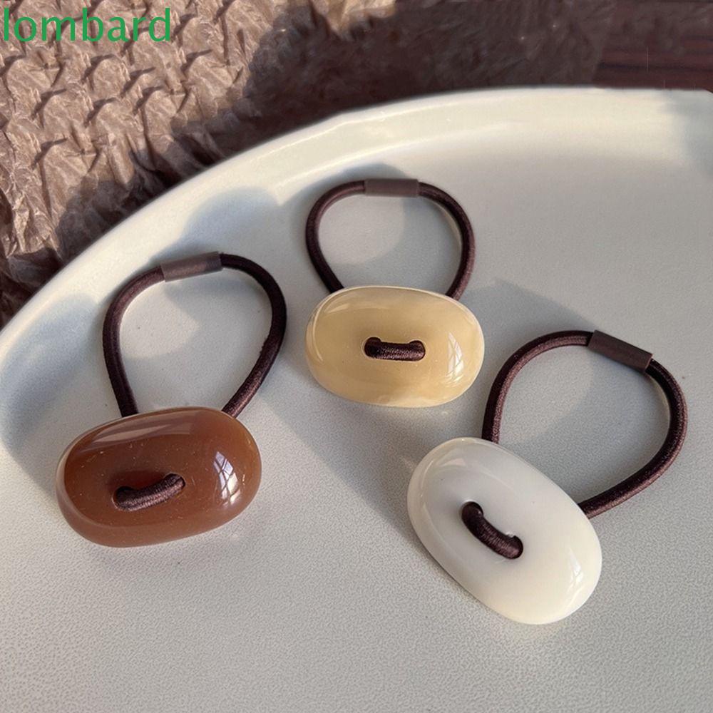 LOMBARD Dây Buộc Tóc Cao Su Màu Đen Đính Đá Thời Trang Cho Nữ