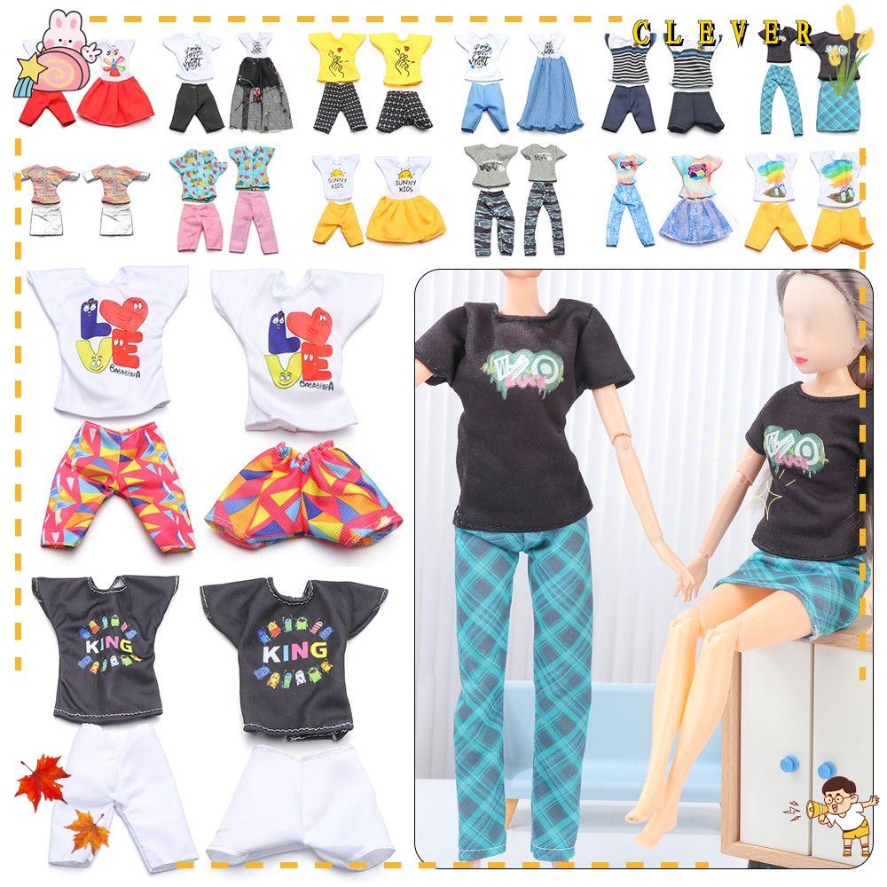 CLEVER Set 2 Bộ Quần Áo Mini 30cm Tỷ Lệ 1 / 6 Cho Nhà Búp Bê