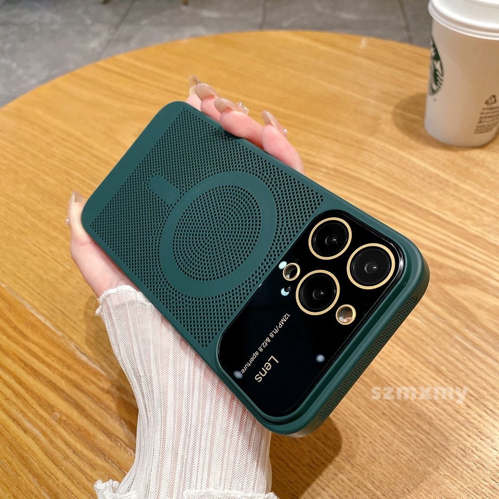 Ốp Điện Thoại Cứng Dạng Lưới Tản Nhiệt Thoáng Khí Có Từ Tính Cho IPhone 15 IP 14 13 12 Pro Max