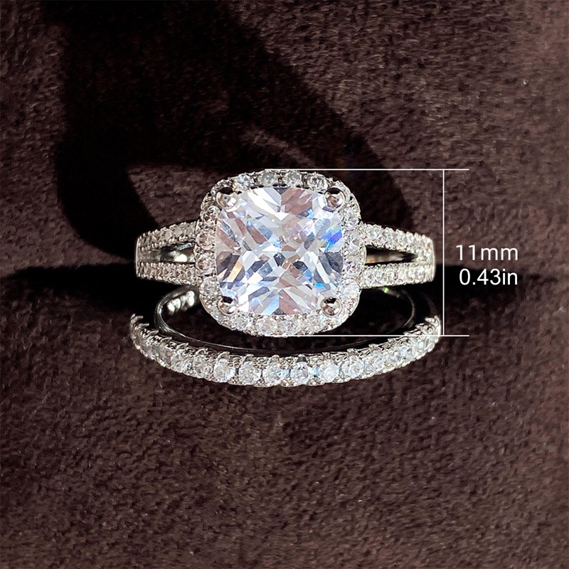 Set 2 Nhẫn Đính Đá Zircon Màu Sắc Lấp Lánh