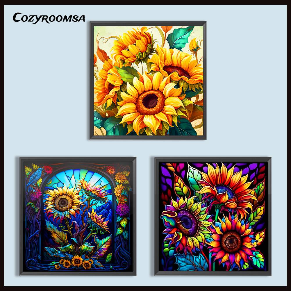 Tranh Đính Đá Kim Cương Toàn Bộ 5D DIY Hình Vẽ Hoa Hướng Dương