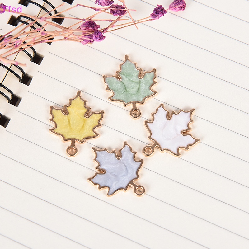 Bộ 10 Mặt Dây Chuyền Hợp Kim Tráng Men Hình Lá Phong Handmade DIY