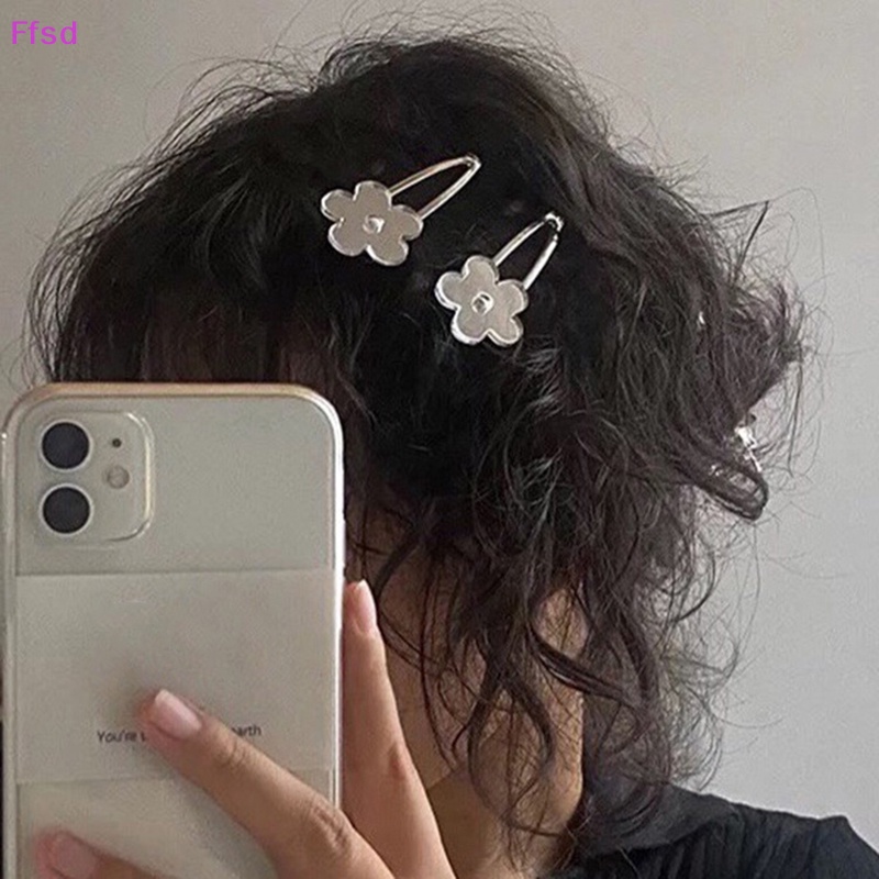 Kẹp Tóc Hình Hoa / Bướm Bằng Kim Loại Tráng Gương Acrylic Màu Bạc Thời Trang Dự Tiệc Y2K