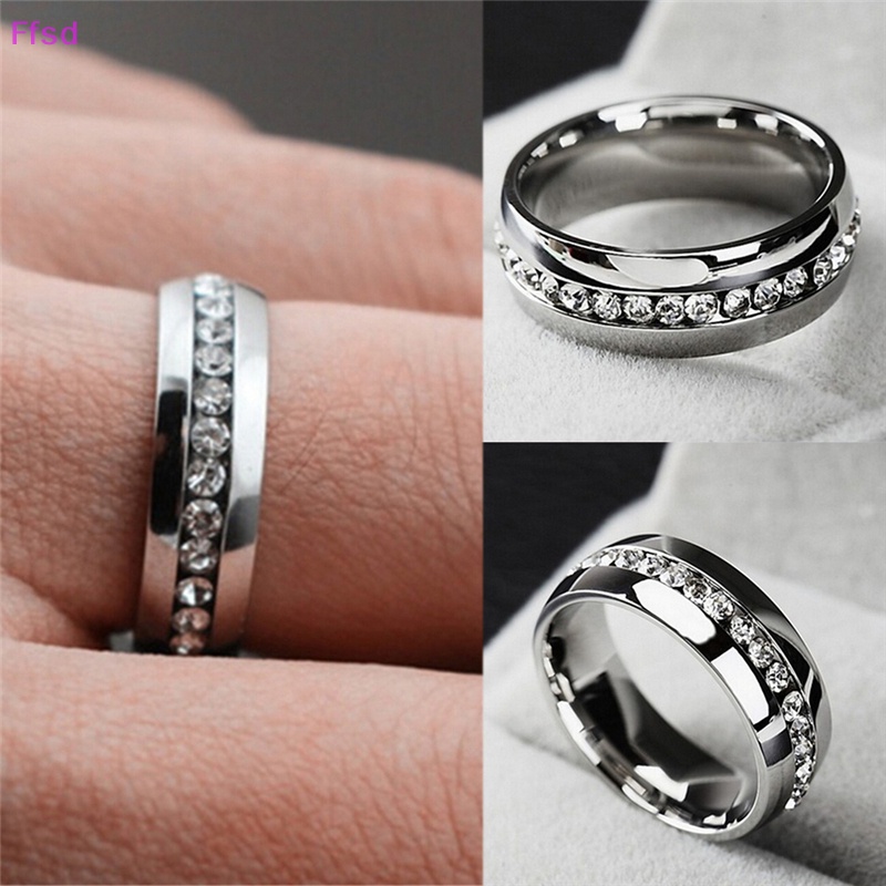 {Ffsd} Nhẫn Cặp Đôi Bằng Thép Không Gỉ Đính Đá Chất Lượng Cao Thời Trang Dành Cho Nam Và Nữ