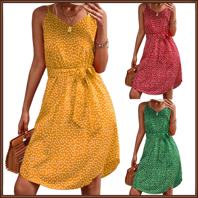 Đầm Cổ Chữ V Lưng Cao Xẻ Tà In Họa Tiết Hoa Thanh Lịch Thời Trang Mùa Hè Cho Nữ