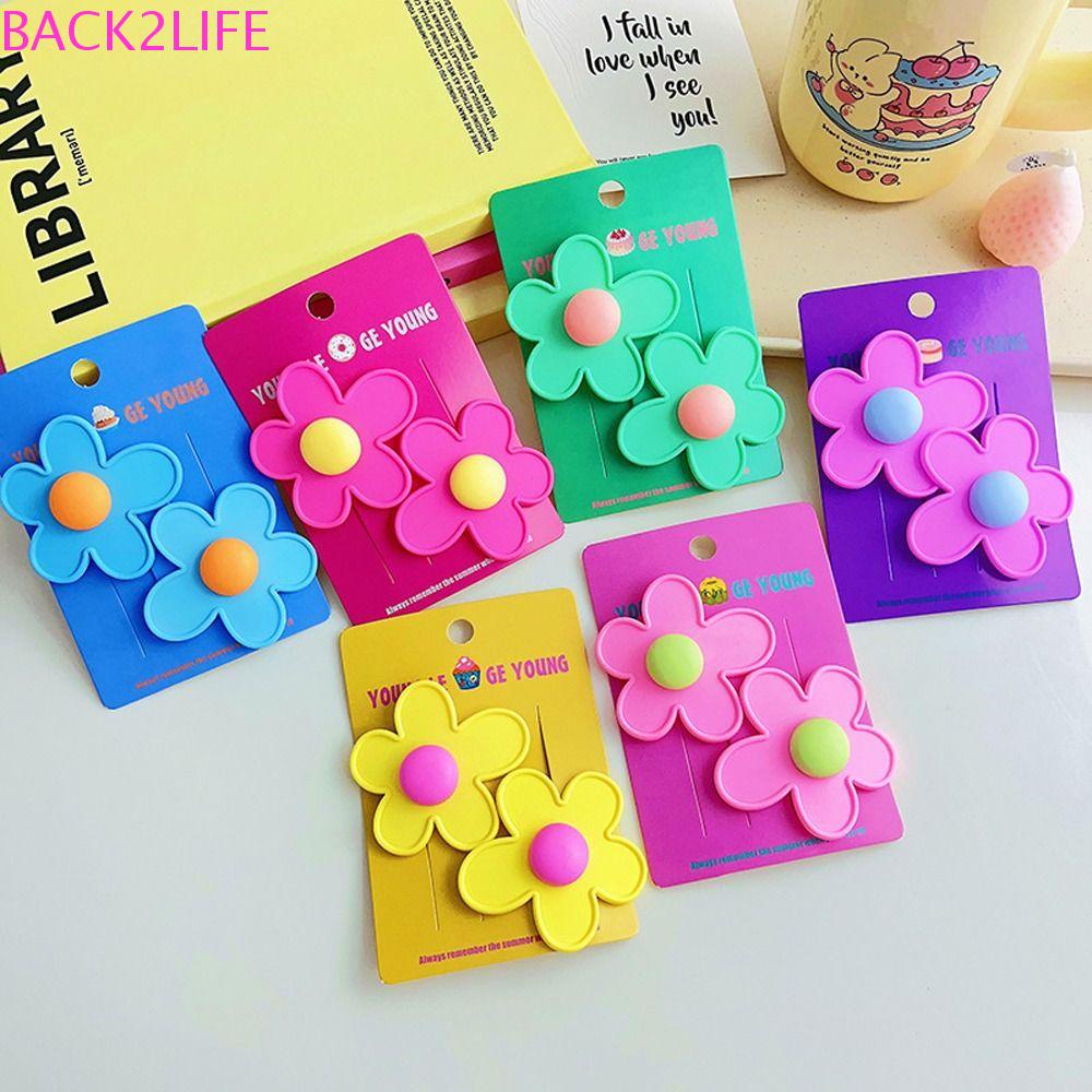BACK2LIFE Kẹp Tóc Nhựa Hình Bông Hoa Màu Sắc Ngọt Ngào Xinh Xắn Cho Nữ
