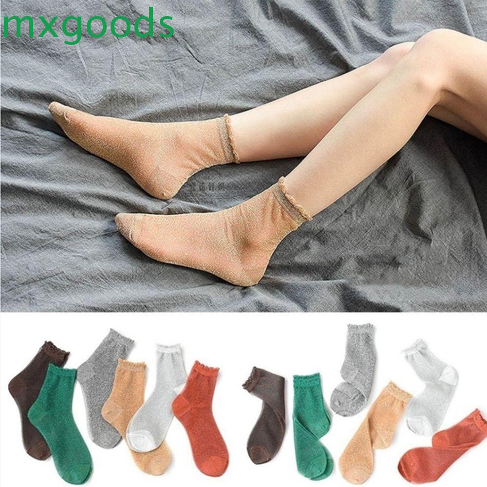 MXGOODS Vớ Cổ Cao Đính Kim Tuyến Lấp Lánh Thời Trang Xuân Thu Thoải Mái