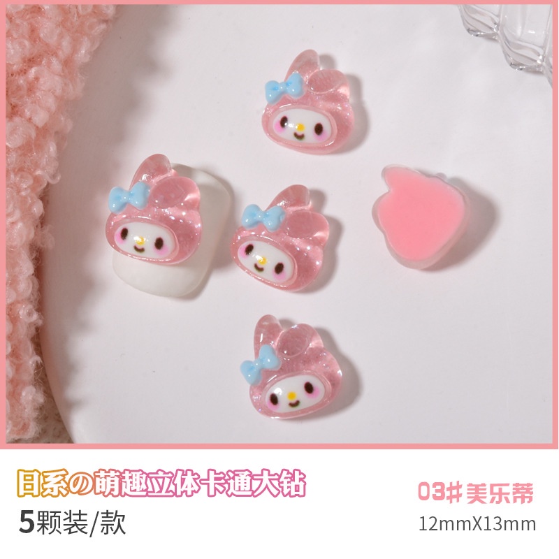 SANRIO Phụ Kiện Trang Trí Móng Tay Họa Tiết Hoạt Hình Chú Chó Kuromi pacha Vẽ Tay Dễ Thương