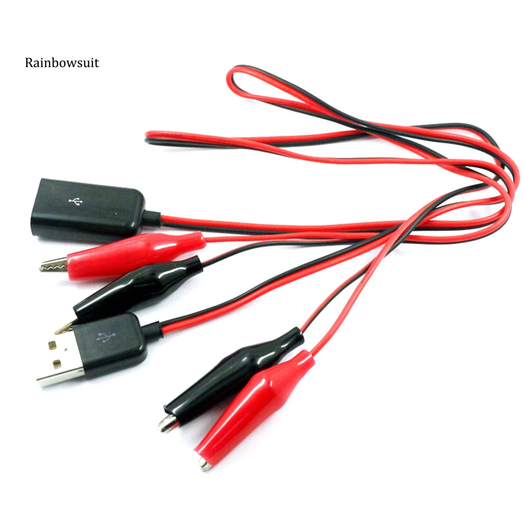 Set 2 Dây Cáp USB Đầu Đực / Cái Kẹp Cá Sấu Kiểm Tra Vôn Kế