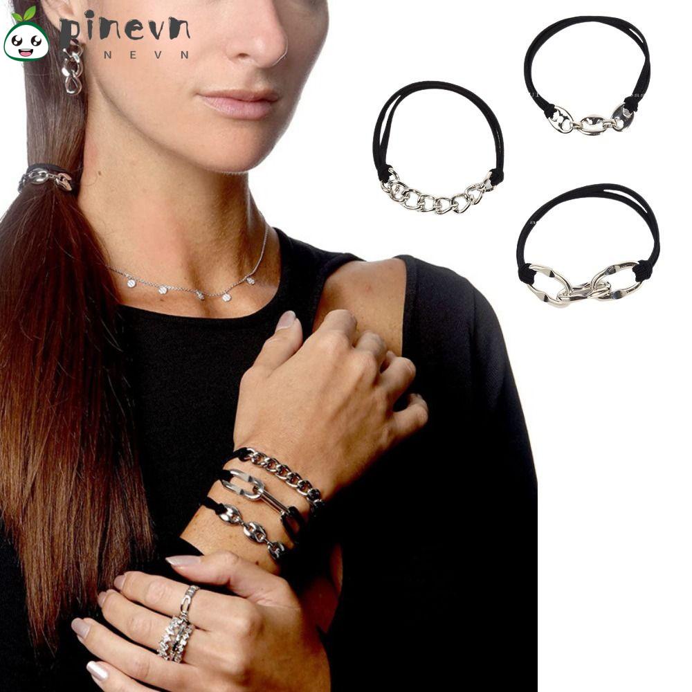 PINEVN Set 3 Dây Cột Tóc Co Giãn Thời Trang Cho Nữ Giá Đỡ