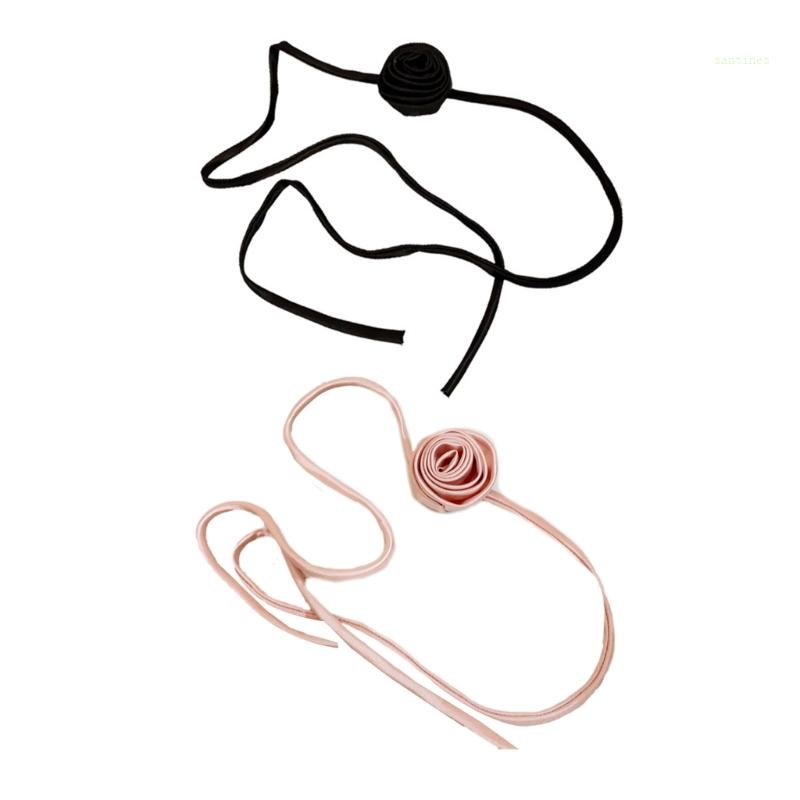 Vòng Cổ Dây Xích Bằng Vải In Hoa Có Khóa Cho Nữ