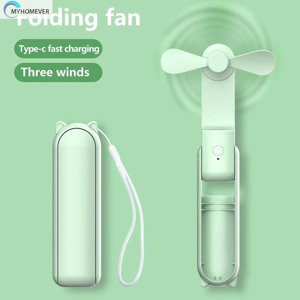 Quạt Mini Cầm Tay Sạc USB 3 Chế Độ Hình Tai Mèo Xinh Xắn