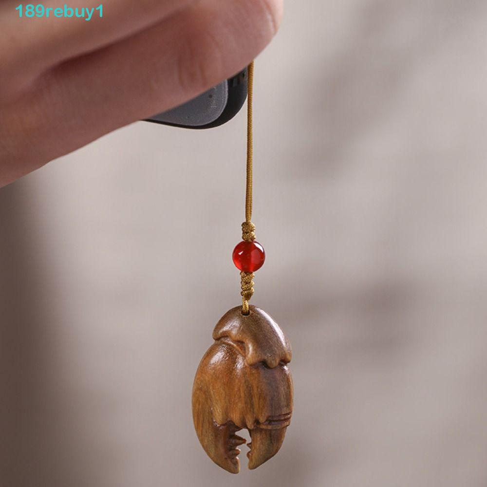 REBUY1 Móc Chìa Khóa Bằng Gỗ Đàn Hương Hình Cua May Mắn Phong Cách Trung Hoa Cổ Điển Dành Cho Điện Thoại Di Động