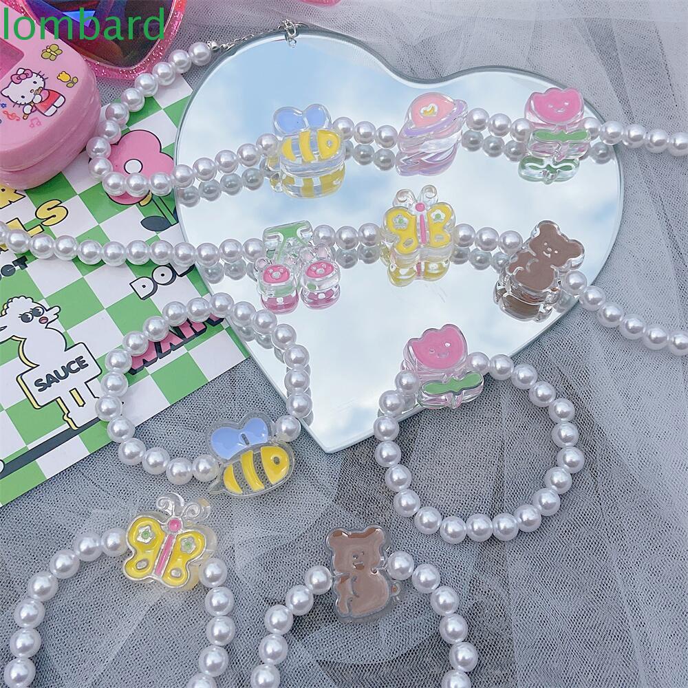 LOMBARD Vòng Cổ Choker Co Giãn Mặt Hình Gấu Ngọt Ngào Phong Cách Hàn Quốc Cho Nữ