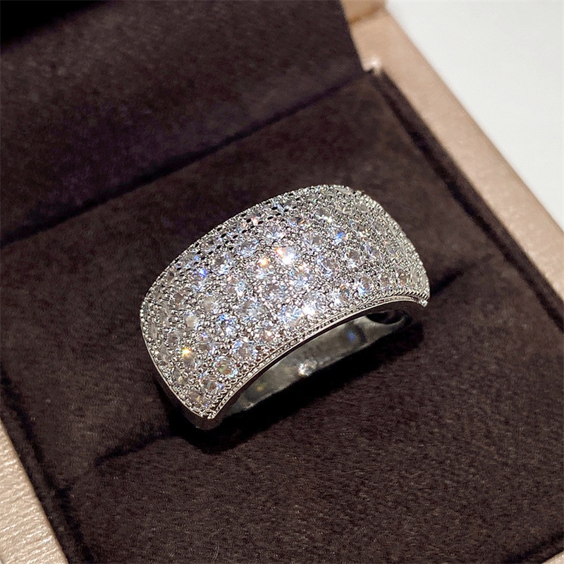 Nhẫn Mạ Vàng Trắng Đính Đá Zircon Toàn Diện