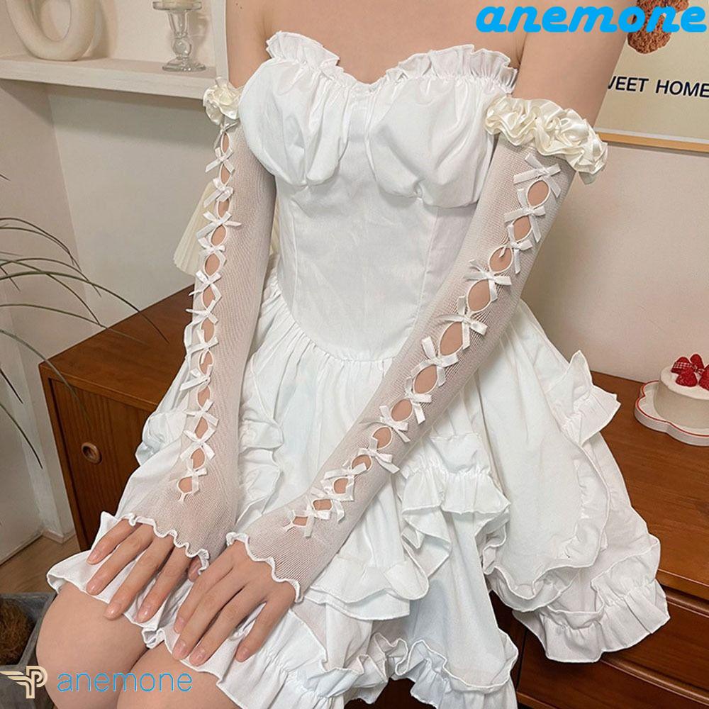 ANEMONE Găng Tay Chống Nắng Phối Ren Phong Cách Lolita y2k