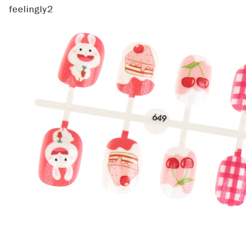 [Hàng Có Sẵn] Móng Tay Giả Dạng Nhấn Họa Tiết Hoạt Hình Đặc Biệt Cho Trẻ Em (F)