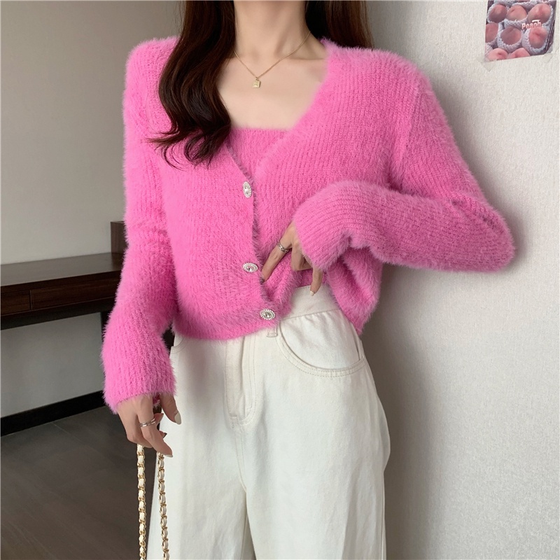 Bộ Áo Dệt Kim Dài Tay + Áo Khoác cardigan Xinh Xắn Dành Cho Nữ