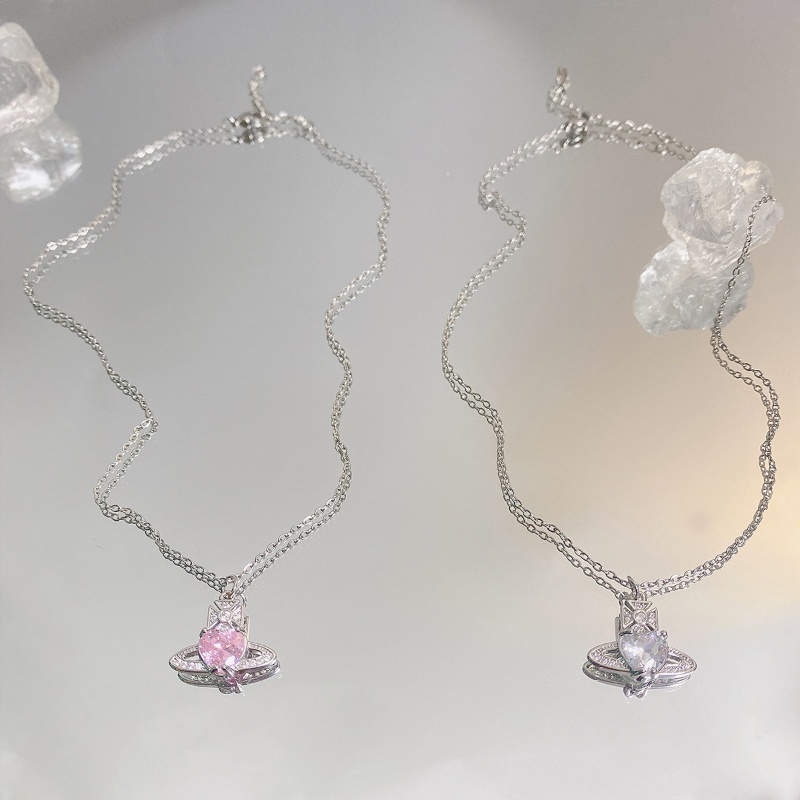 Vòng cổ Thép Titan Mặt Hình Trái Tim Đính Đá Zircon Đơn Giản Thời Trang Cho Nữ