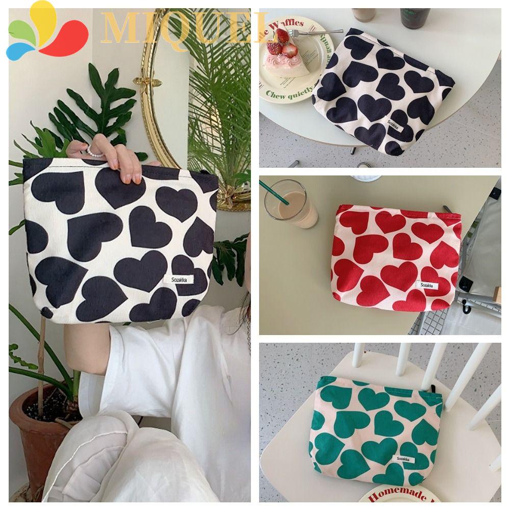 MIQUEL Túi Đựng Mỹ Phẩm Cỡ Lớn Họa Tiết Trái Tim Xinh Xắn