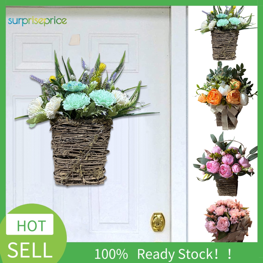 (Bất Ngờ) Vòng Hoa Mẫu Đơn Nhân Tạo Trang Trí Nhà Cửa Mùa Xuân Hè Không Cần Khoan Lỗ